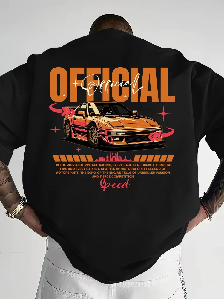 Streetwear Vintage Racing Official Speed Graphic Print Tee Casual Daily Wear Skateboarding Urban Wear Men's and Women's T Shirt
