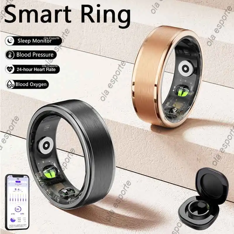 2024 Smart Ring Men Women IP68 Waterproof Heart Rate Blood Oxygen Sleep Health Monitor Sport Fitness Health Ring for Android IOS