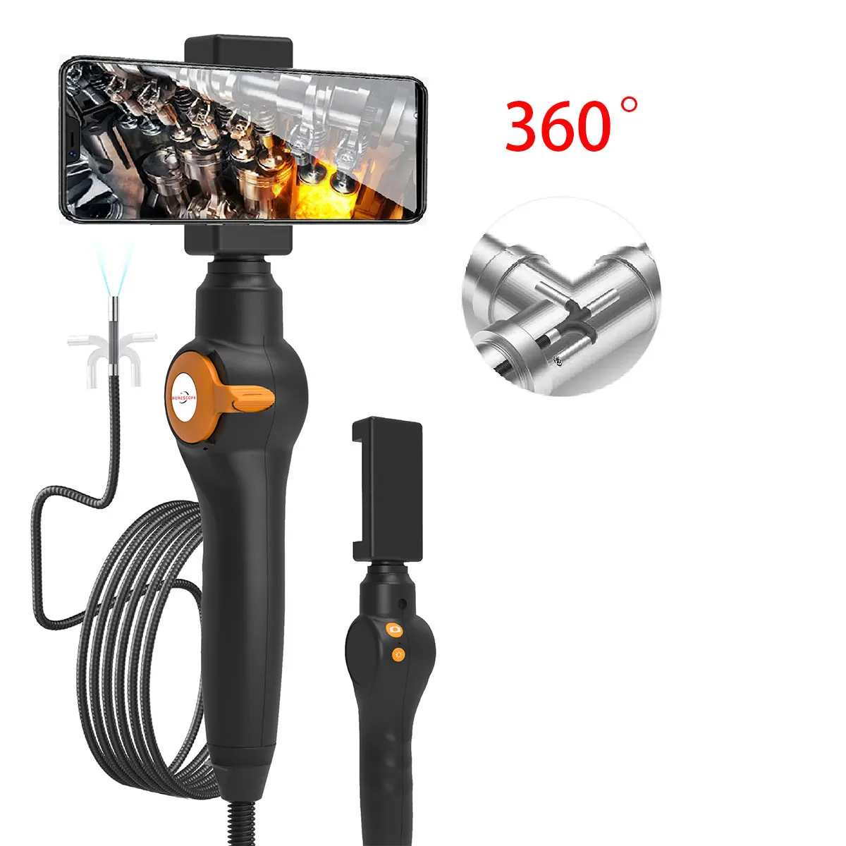 6mm 720 ° All Way Steering Industrial IP67 Endoscope for Car Pipe Inspection Sewer Camera Borescope With 5 Inch HD Screen