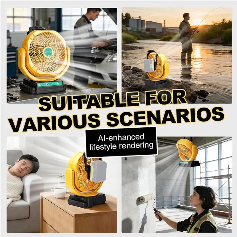 Battery Powered Fan Compatible With For 20V Battery-A54Q