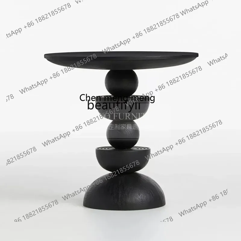 

ss1001 French solid wood modern simple ash wood round corner few design creative balcony small tea table