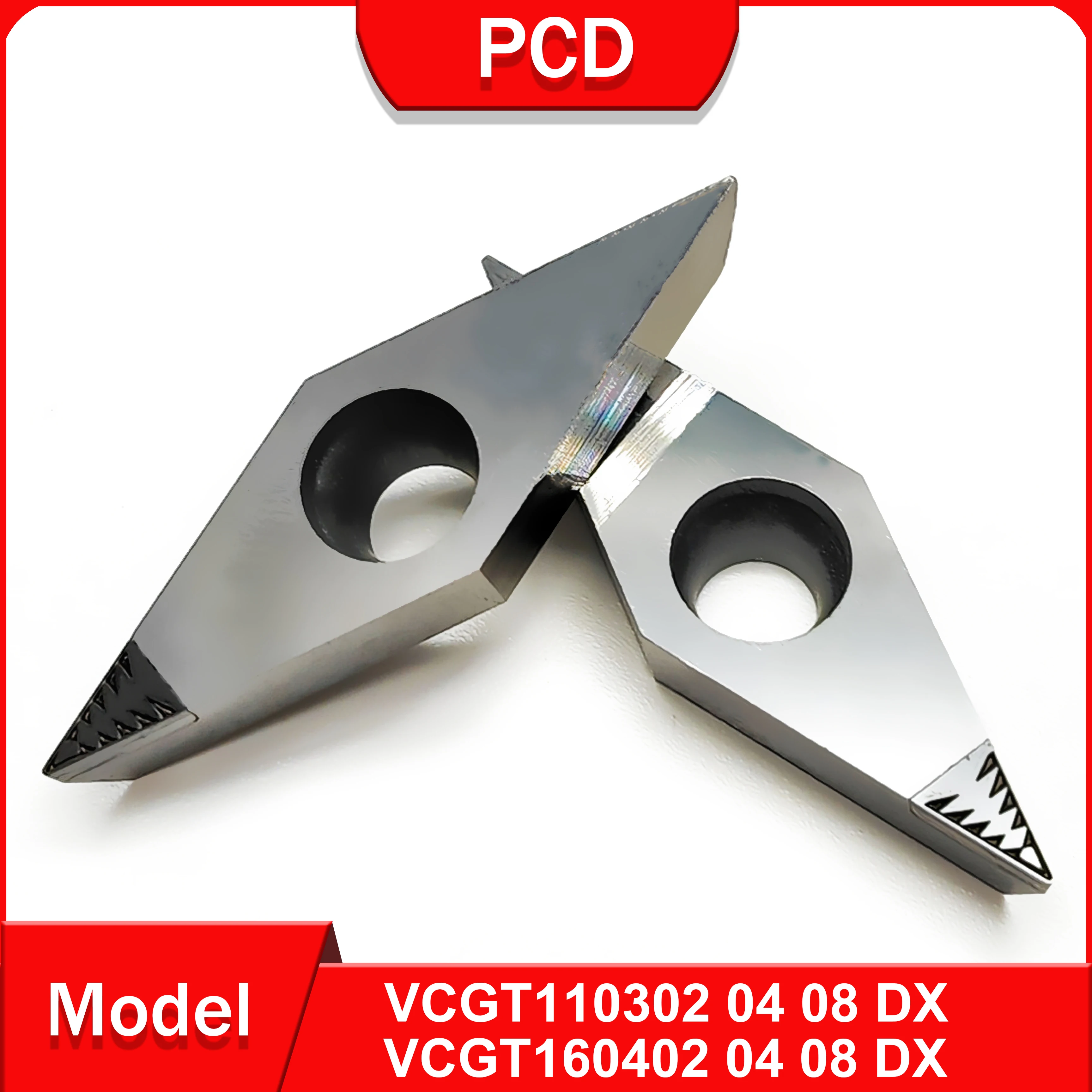 Lo strumento di rottura del chip PCD VCGT1103 VCGT1604 DX viene utilizzato per metalli non ferrosi come alluminio e rame con finitura alta VCGT