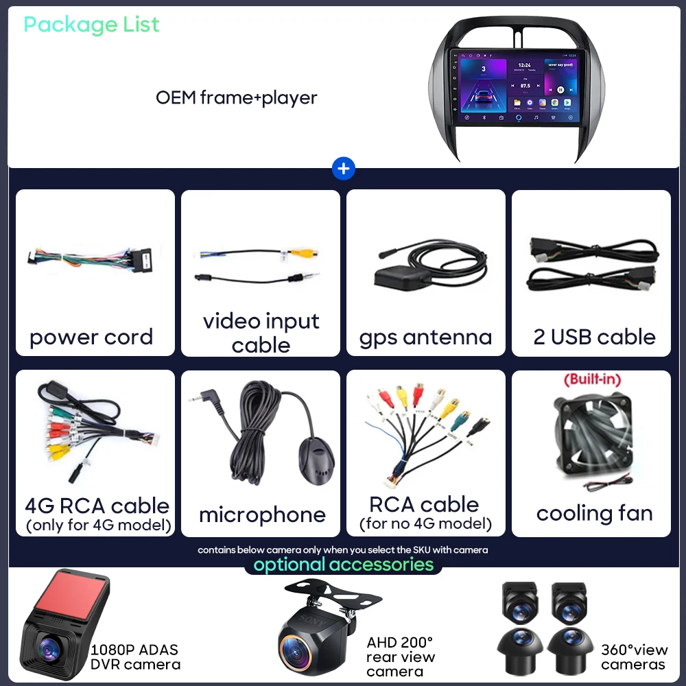 أندرويد 15 لتويوتا RAV4 RAV 4 2003-2005 سيارة مشغل وسائط متعددة Carplay السيارات رئيس وحدة راديو فيديو ستيريو الملاحة لتحديد المواقع 2din #3