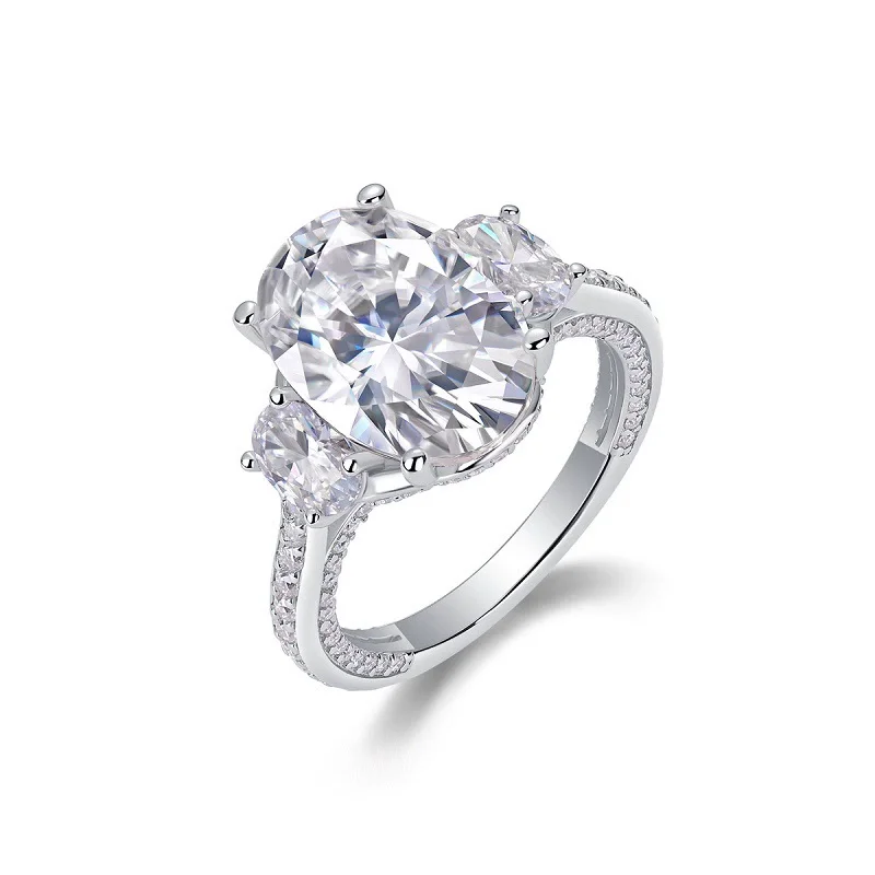 

ZFSILVER Fashion Classic High Quality 925 Silver Fine 10x14mm Moissanite Design Luxury Oval Ring For Charm Women Jewelry R15174