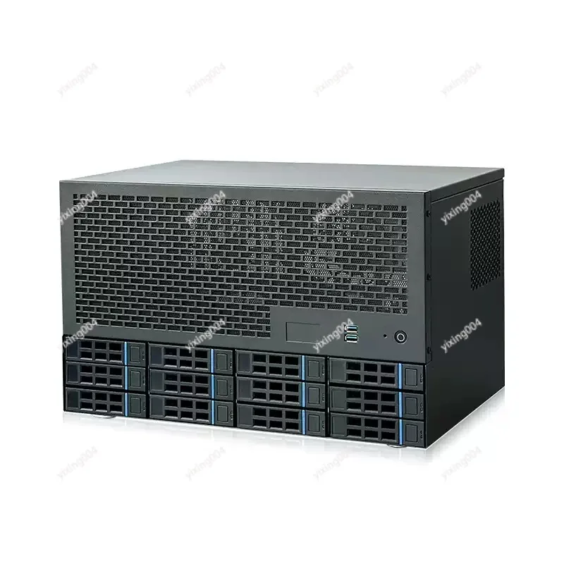 12 Bays NAS Server Case, Supports ATX Motherboard & ATX Power Supply, 8 Full Height Slots, AIO Chassis for Home & Enterprise