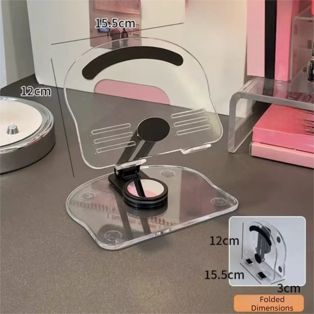 Transparent Acrylic Tablet Desktop Stand 360° Rotation Foldable Phone Bracket Multifunctional Adjustable Tablet Holder