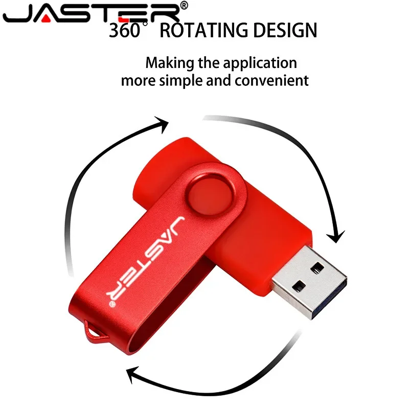 Fashion Rotatable USB 2.0 Flash Drives 64GB 32GB Pen Drive Free Customized Logo Black Waterproof Business gift Pendrive U disk