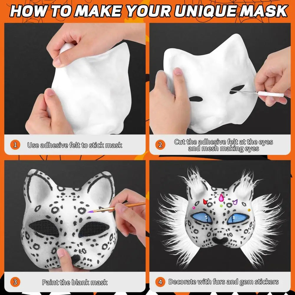 Party Supplies Halloween Masquerade Face Cushion Kit with Paint Brush Set for Diy Cat Fox Face Makeup Party Prop 20 Pcs Bar