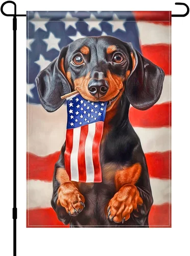 Patriotic 4Th of July Dachshund Dog Garden Flag 12X18 Inch Double Sided Cute Dog 744110749977 AAV hhz