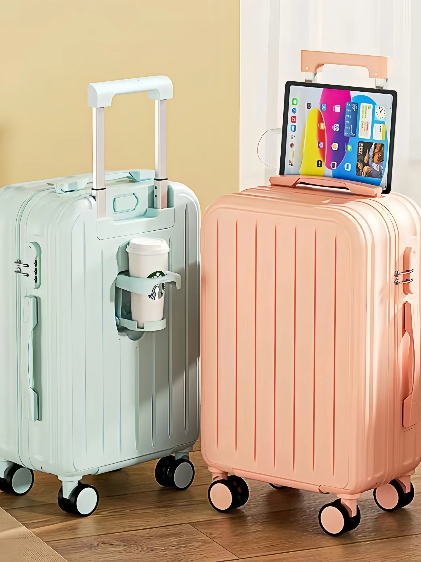 lightweight-travel-suitcase-women's-20-inch-carry-on-durable-luggage-password-lock-abs-pc-material-casual-travel-style