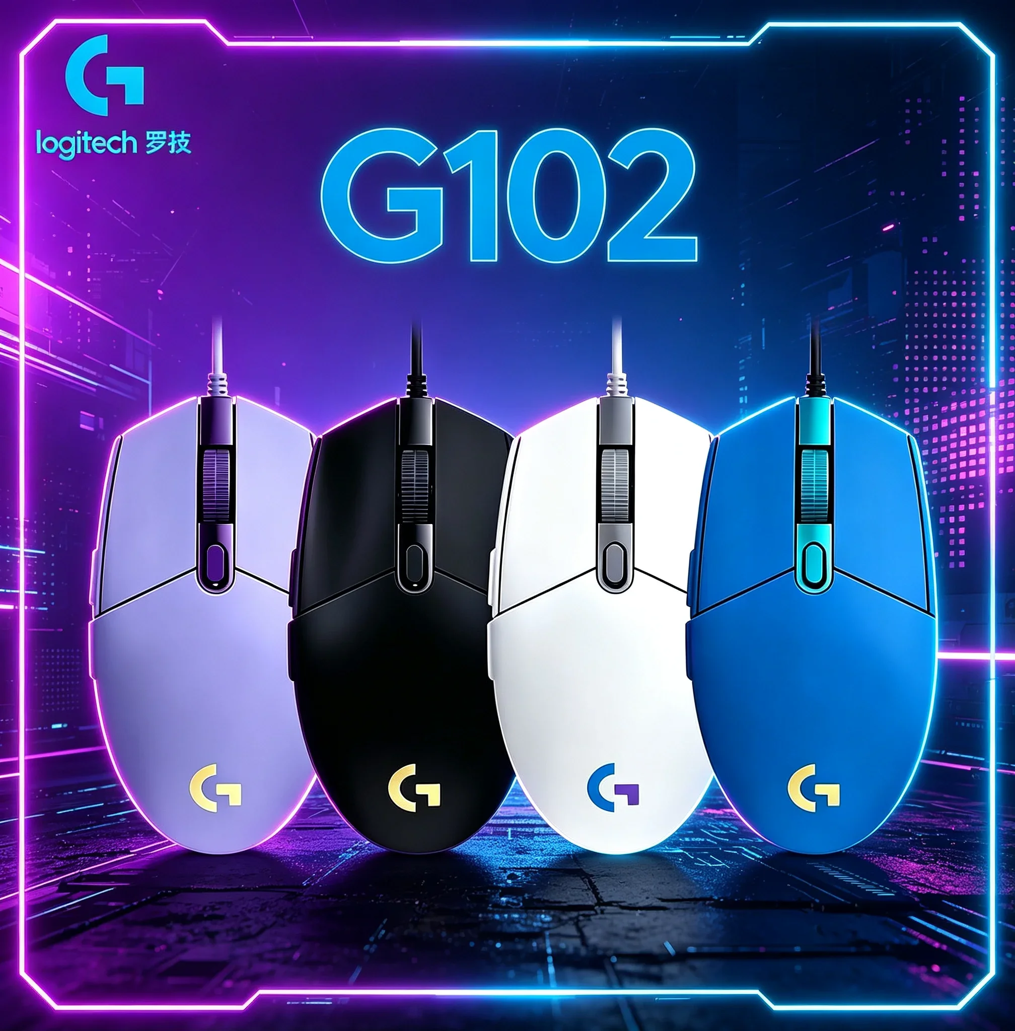 Logitech G102 USB Wired Gaming Mouse RGB Glow Mice 8000DPI Ergonomic Computer Mouse For Game & Daily Office