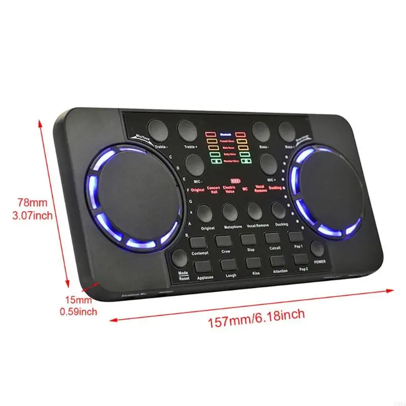 F3MA Portable Live Sound Card Mixer Streaming Sound Voice Changer Podcast DJ Mixer Board for Karaoke Recording