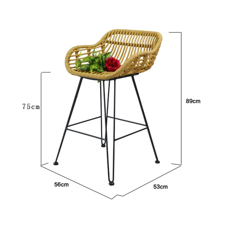 Kursi Bar rotan Modern untuk furnitur Bar rumah meja Bar bangku dapur Pulau Bar kursi berlengan desainer sederhana bangku tinggi santai Z