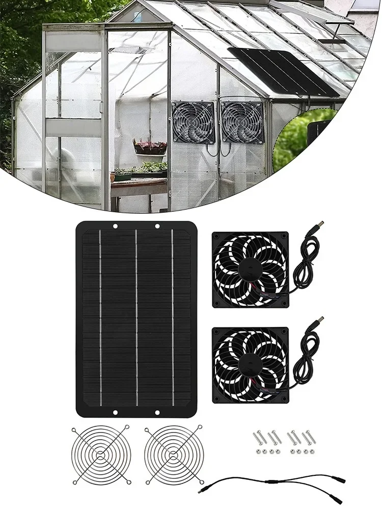 40W Solar Panel Fan Solar Powered Exhaust Fan Waterproof Household Greenhouse Pet House Cooling Exhaust Fan