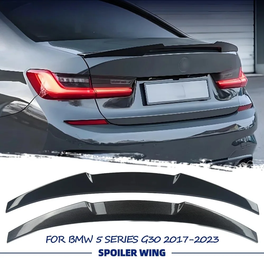 

Glossy Black Carbon Fiber Look M4 Style Rear Spoiler Wing for BMW 5 Series 2017-2023 G30 4-Door Sedan M5 F90 - Vehicle Accessory
