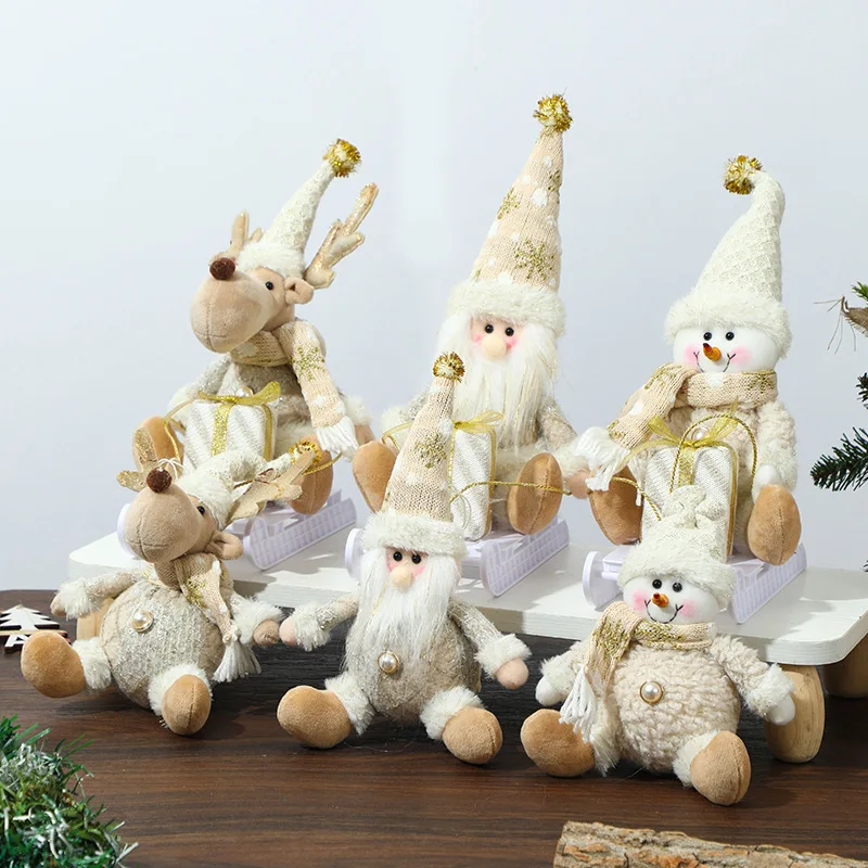 

Christmas Decorations Knitted Foam Cartoon Doll Christmas Tree Pendant Ski Old Man Snowman Window Decoration
