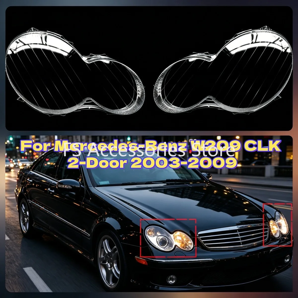 Image of Linke/Rechte Scheinwerferabdeckung für Mercedes-Benz W209 CLK 2-Türer 2003-2009 Scheinwerferabdeckung