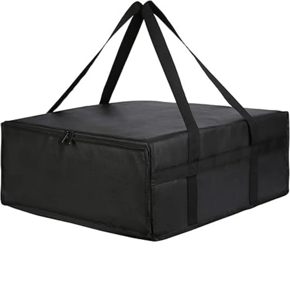 Dual Zippers Pizza Carrier Bag Fully Insulated Non-Woven Fabric Food Delivery Bag Multisize Fresh Keeping Food Storage Case