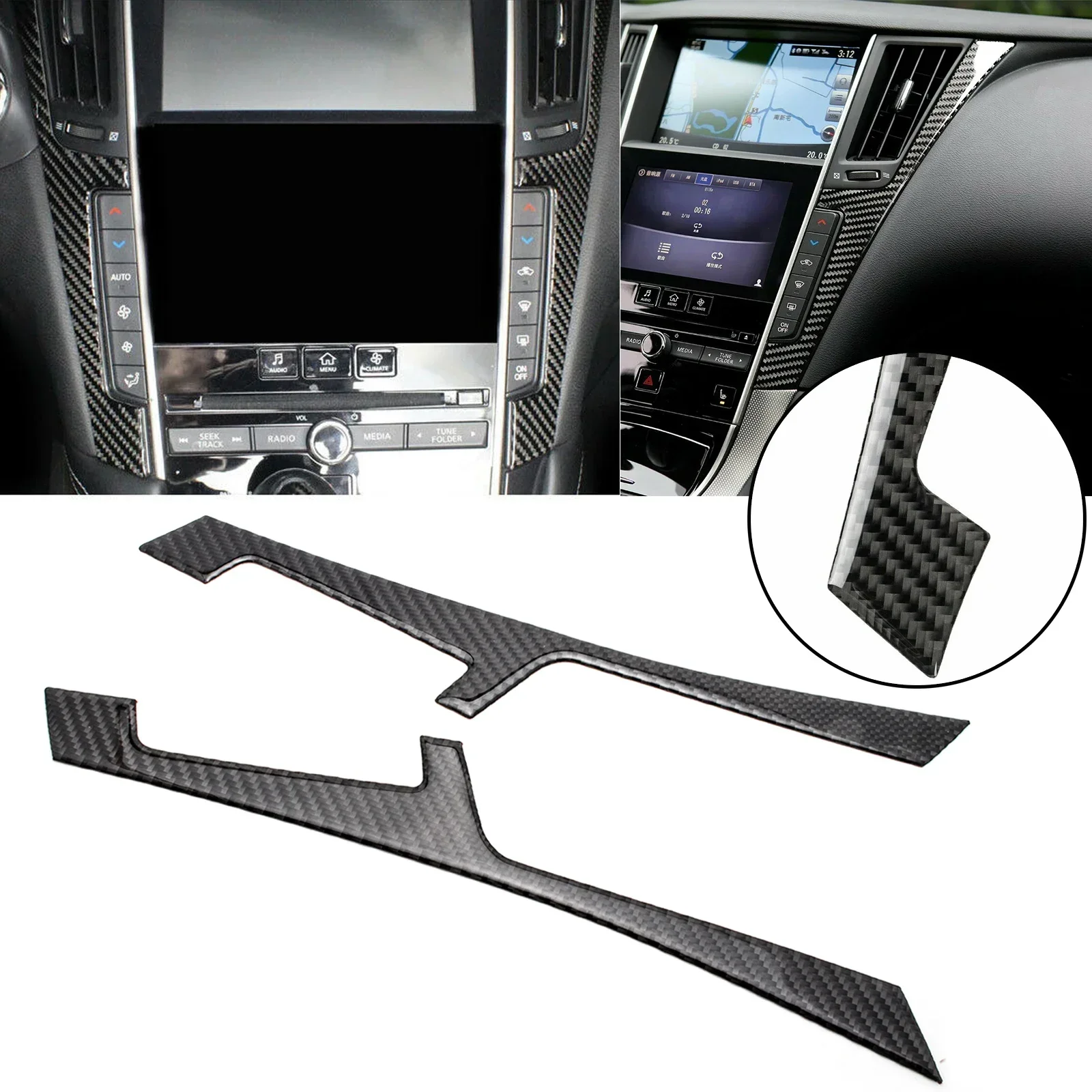 

Накладка на центральную консоль из настоящего карбона для Infiniti Q50 2014-2023, Q60 2017-2022