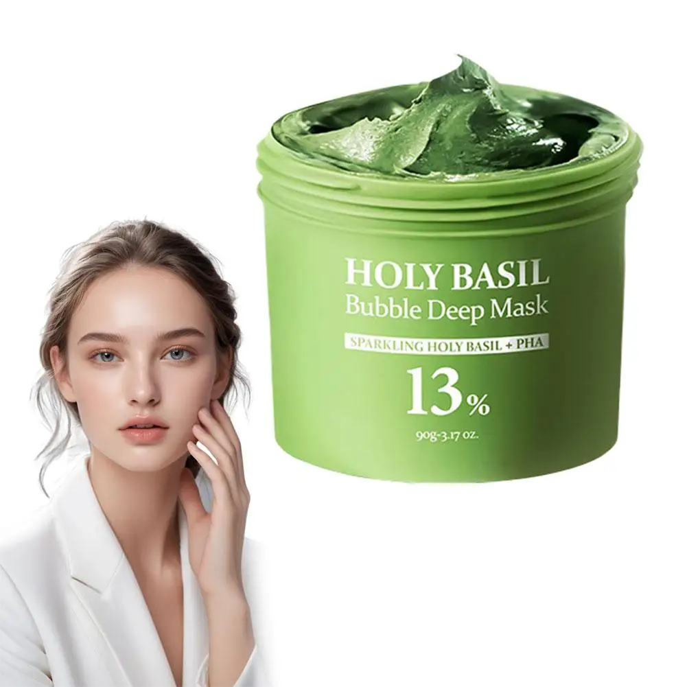

Holy Basil Bubble Cleansing Mask Exfoliating Oil Control Natural Formula Long-lasting Moisturizing Blackhead Removal Skin Care