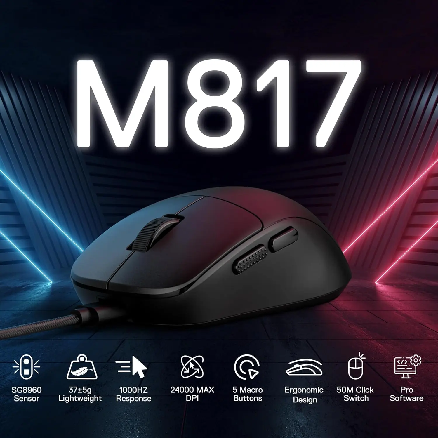 Redragon M817 Wired Gaming Mouse, 24000 DPI Optical Mice 5 Programmable Buttons & Ergonomic Design, 37G Ultra Lightweight - view 6