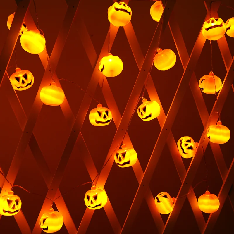 Halloween LED String Light Lâmpadas de abóbora Cena ao ar livre, Layout Props, Festa de jardim, Suprimentos decorativos, 10 cabeças, 20 cabeças