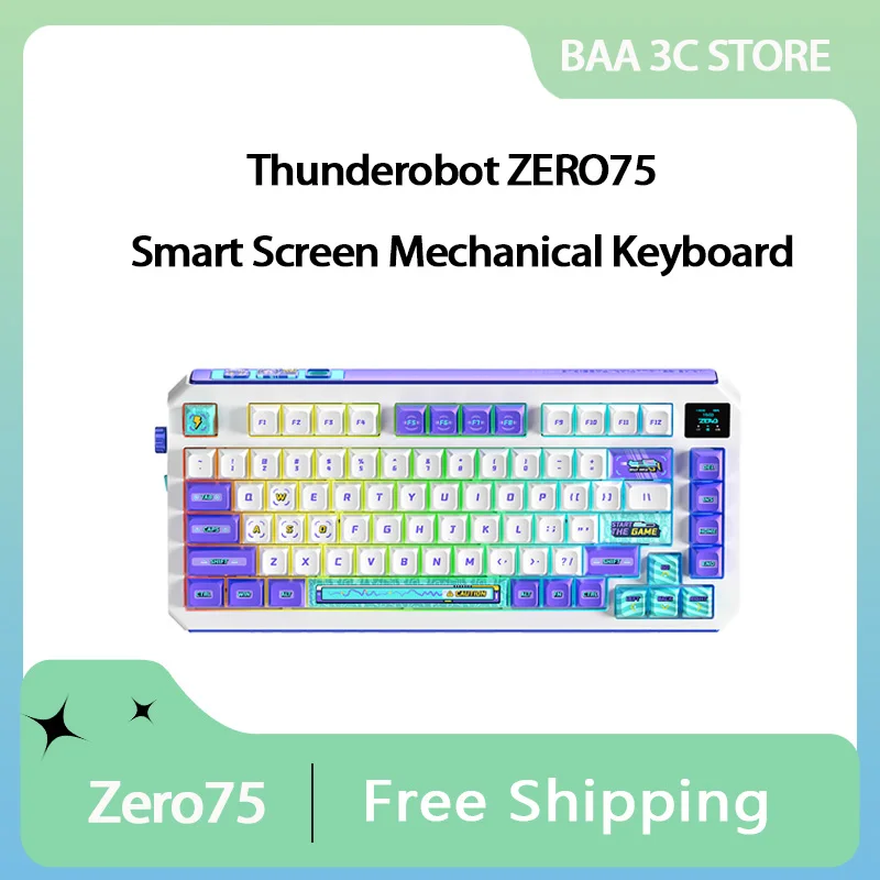 Thunderobot ZERO75 Mechanical Keyboard Tri-mode Smart Screen RGB Hot Swap Gasket Customized Gaming Keyboard Tft Color Screen