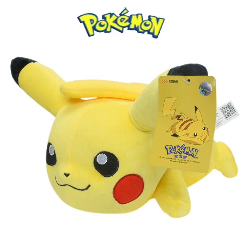 TAKARA Tomy boneka mewah Pokemon Pikachu, mainan kartun lucu Pikachu, boneka lembut Anime Kawaii, bantal hadiah ulang tahun