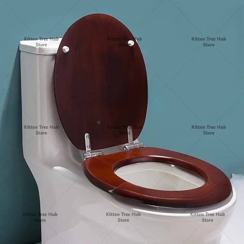 Thickened Universal Pure Solid Wood Toilet Cover Old-fashioned Toilet Cover O/V/U Type Walnut Color Log Bathroom Accessories