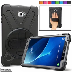 For Samsung Tab A6 10.1 2016 SM-T580 SM-T585 S Pen SM-P580 P585 Tablet Case Full Body Kids Rotation Hand Strap Stand Armor Cover