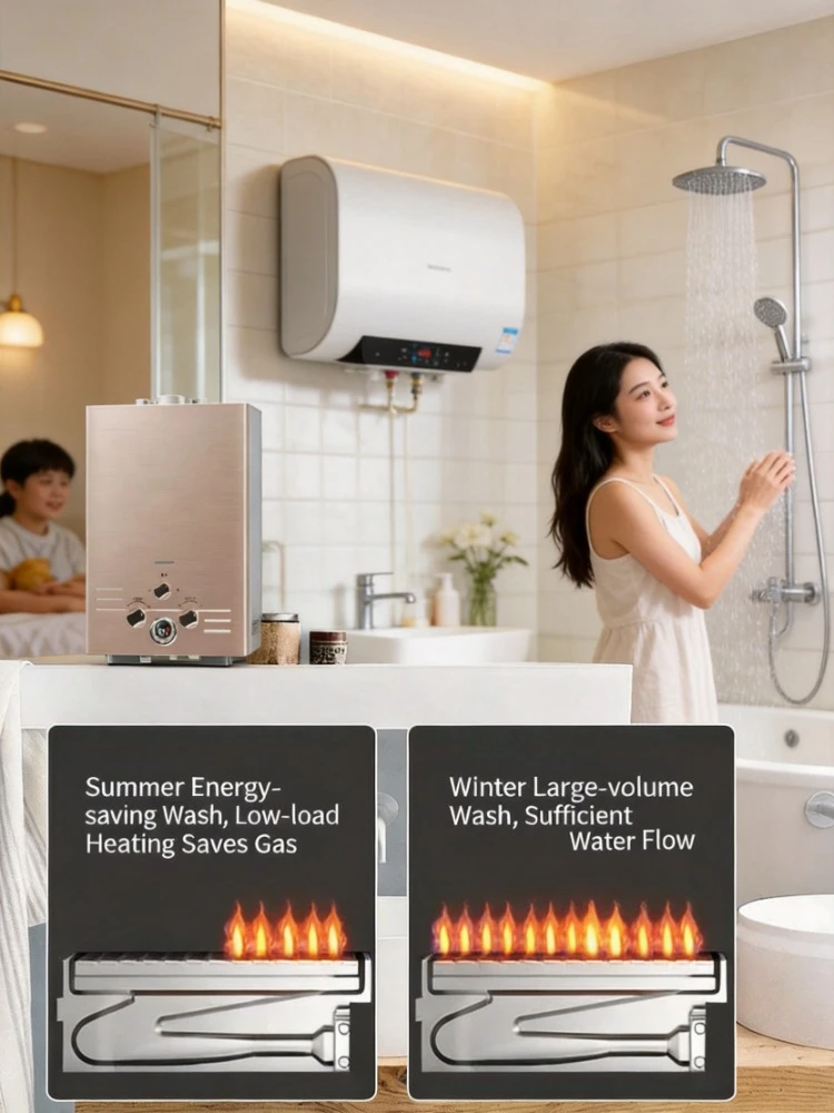 Household Gas Water Heater, Natural Gas & LPG Dual Fuel, Forced Exhaust Balanced Type, Low Water Pressure Start, Indoor Use
