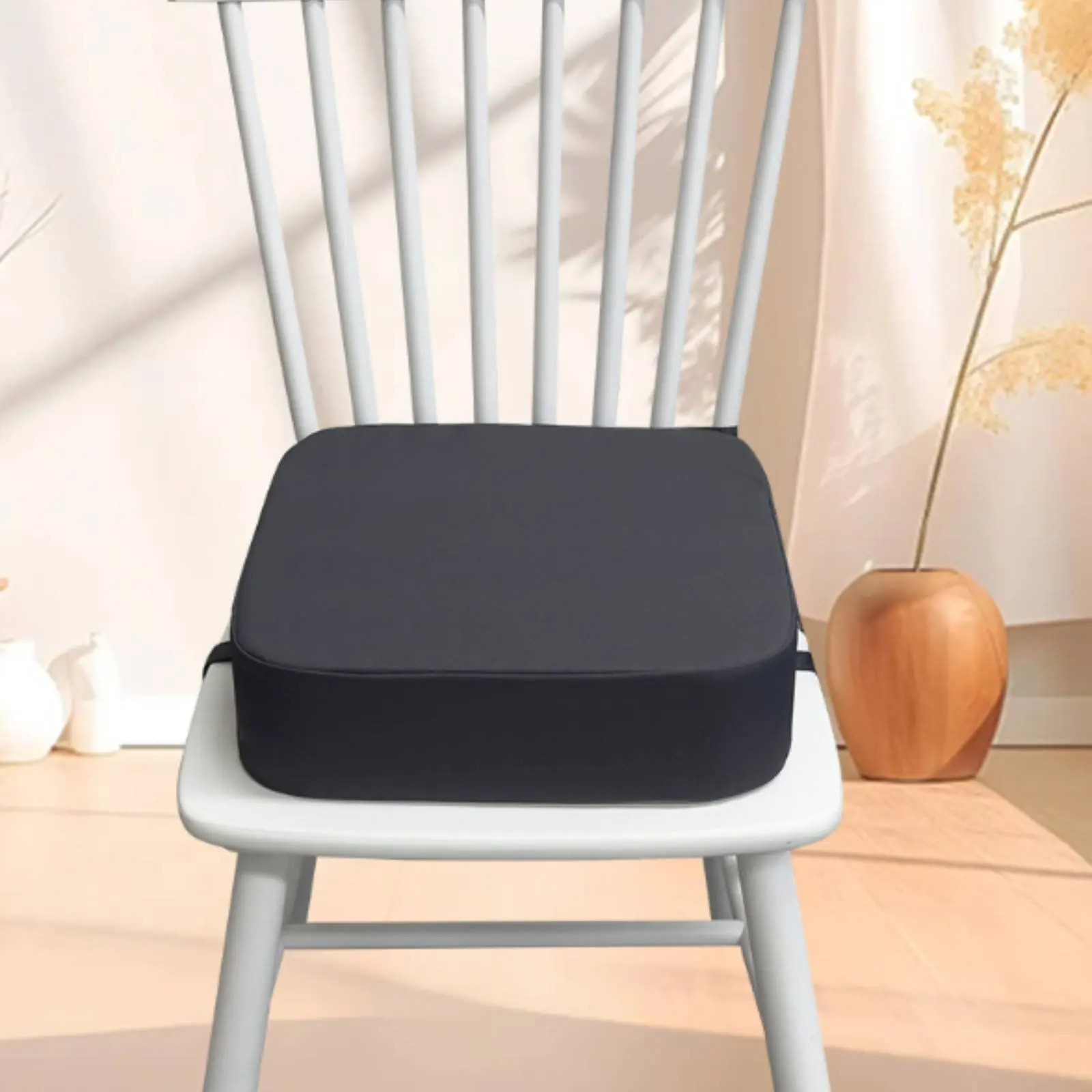 Chair Booster Seat Cushion Fastening Straps Dining Chair Booster Pad Thick Padded Zipper Closure