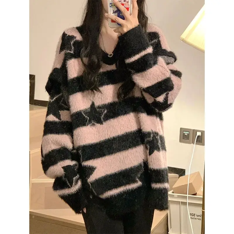 Pullover sweater autumn and winter design sense removable sweater female student Korean loose soft waxy sweater pullover top