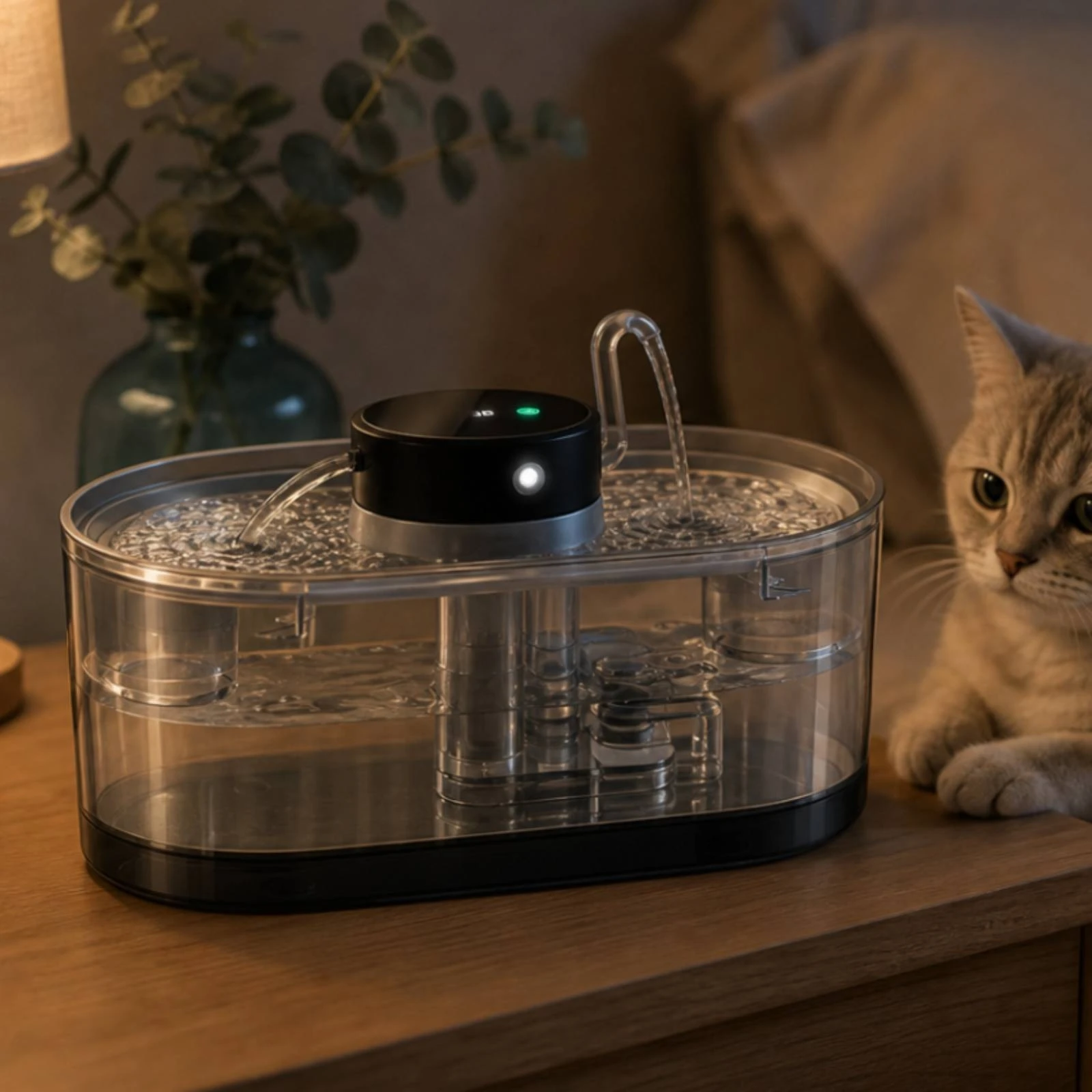 Pet Water Fountain - Bezprzewodowa fontanna dla kota, aktywowana ruchem,