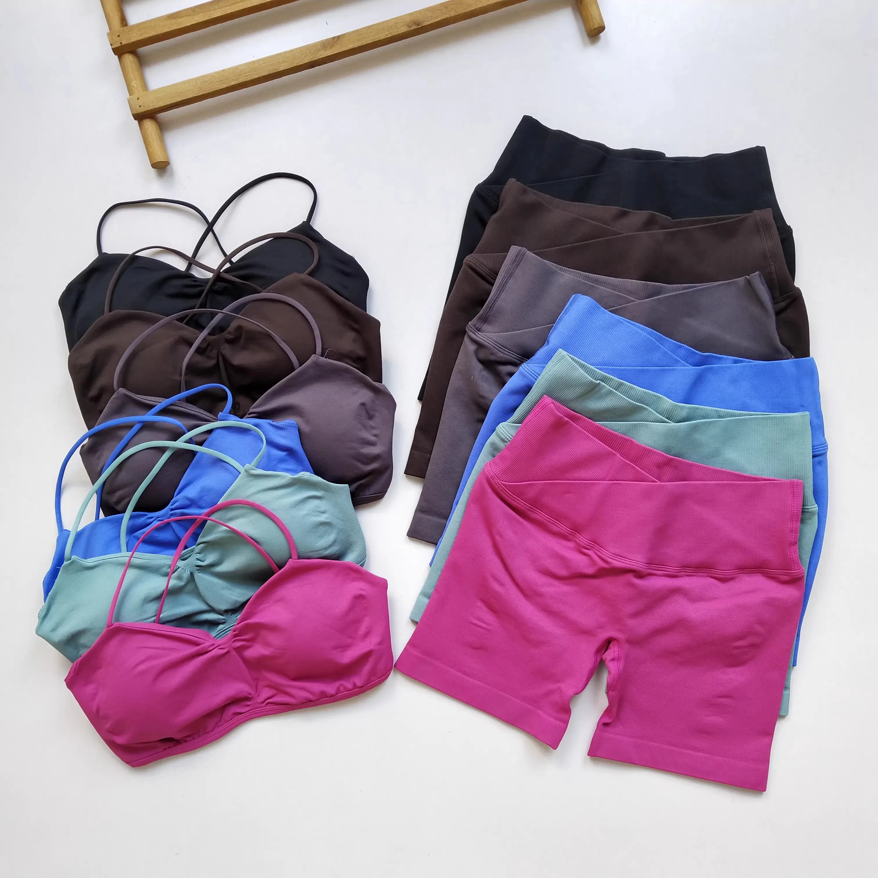 Women's Shockproof Two-Piece Yoga Set - Built-in Pads Racerback Tank, High-Waist Peach Butt Lift Shorts for Gym