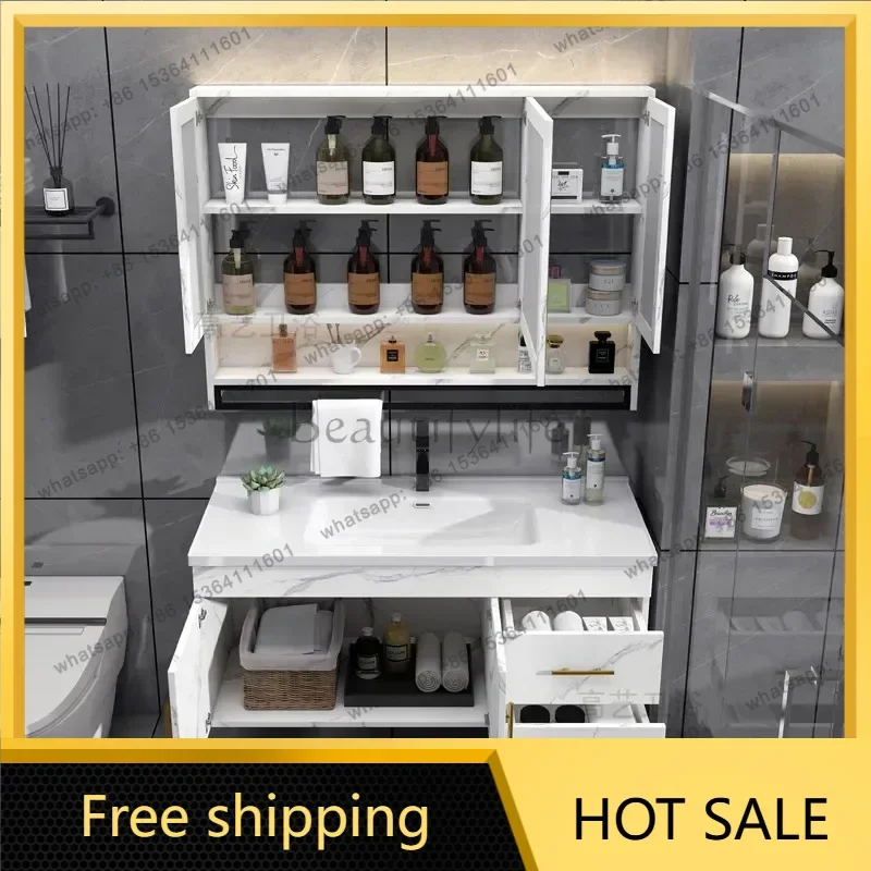 FG Postmodern Mirror Bathroom Cabinet Storage Drawers Accessories Wall Bathroom Cabinet Sink Trendy Luxury Display Salon Furnitu