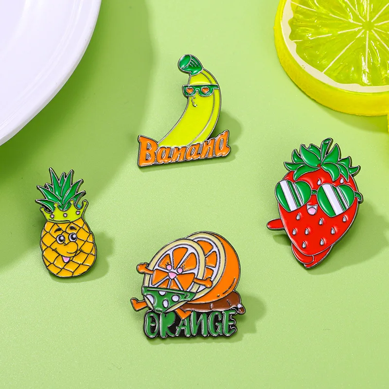 Fruits strawberries pineapples oranges Enamel Pin Cute Lapel Pins Brooch bags Jeans Badges Brooches for Clothing Badges Jewery