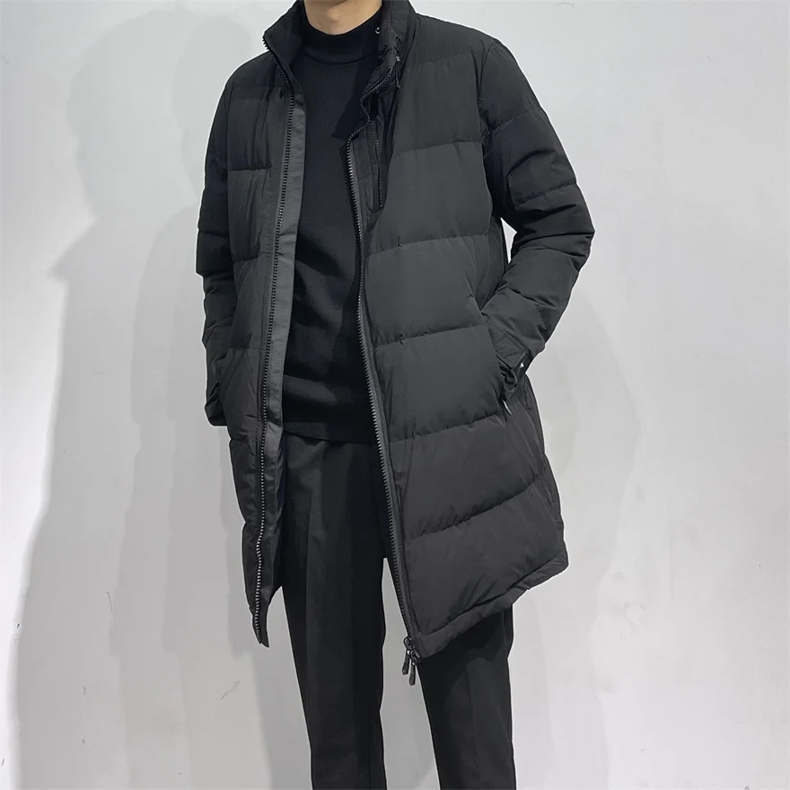 

Men's Lightweight Stand Collar Mid-Length down Jaet 90% White Du down Luxury Faion Urban Sle Breathable Warm Waable
