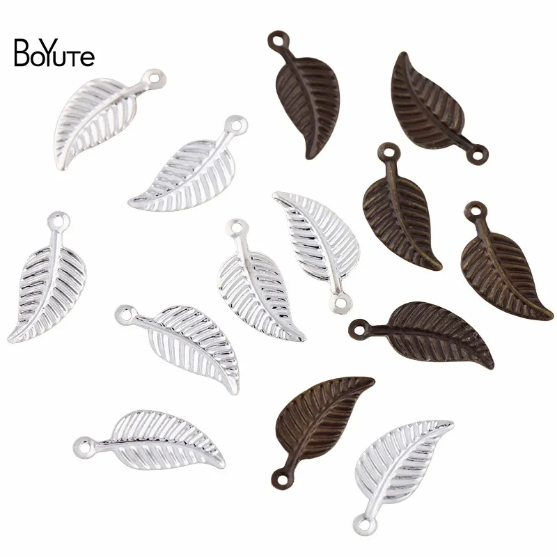 BoYuTe (1000 Pieces/Lot) Metal Brass Stamping 6*14MM Leaf Charms for Jewelry Making Diy Handmade Materials