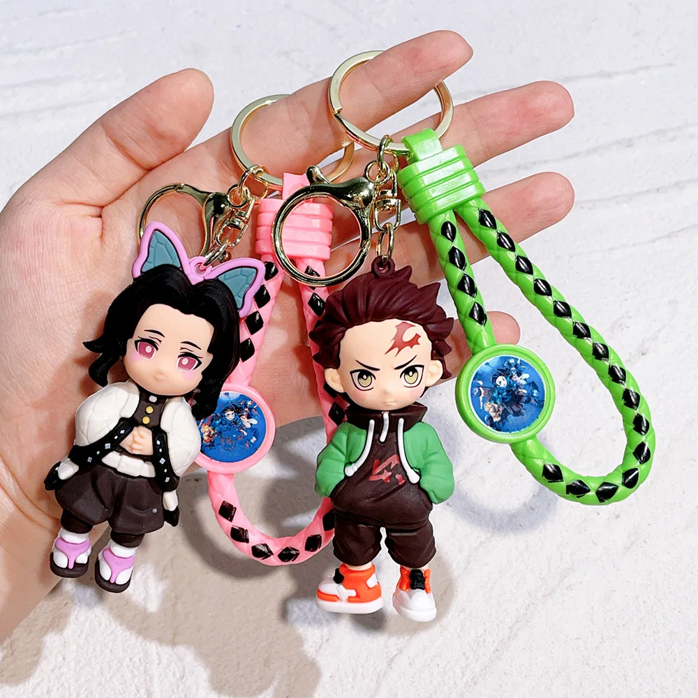 Anime Demone Slayer Kimetsu no Yaiba Tanjirou Nezuko Action Figure Portachiavi Cartoon Animazione Borsa Chiave Ciondolo Portachiavi Titolari