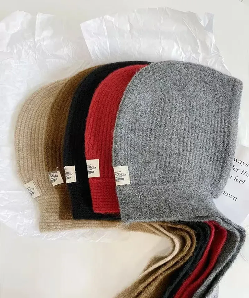 Knitted Beanies Cap For Men&Women Winter Warm Unisex Hooded Hat Neck Collar Scarf Cap Ski Beanie Cold Hats Balaclava Caps Bonnet