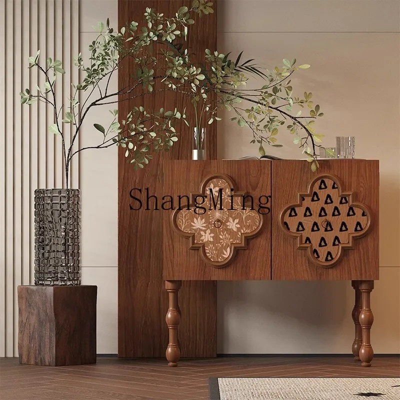 

ZYY medieval style solid wood porch locker household living room home against the wall retro storage locker
