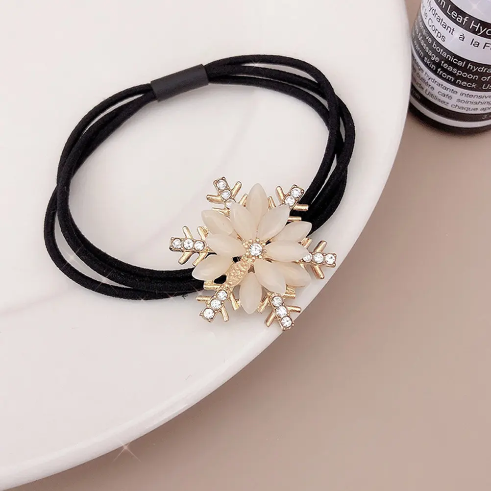 

3 Pcs Hair Ties Snowflake Elastics Christmas Scrunchies Women Decorative Rhinestones Ponytail Holiday Accessories for