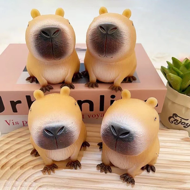 Capybara Relax Squeeze Toy Durable TPR Material Slow Rebound Stress Reducing Toy Kapibala Pinch Music Desktop Decor Ornaments