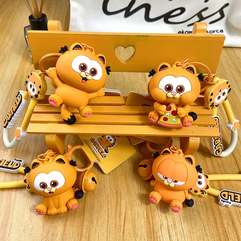 Garfield Boneca Chaveiro com Animal Dos Desenhos Animados, Figura Anime Bonito, Brinquedo de PVC, Decoração Chave do carro e Mochila, Chaveiro Pingente, Presentes Casal