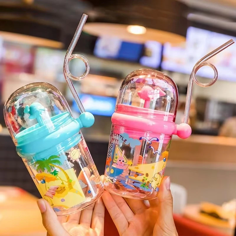 Whale Shape Spray Cup, Children Straw Drinking Cup, Cute Dolphin Water Bottle, Food Grade Plastic Cup, Birthday Gift view 2