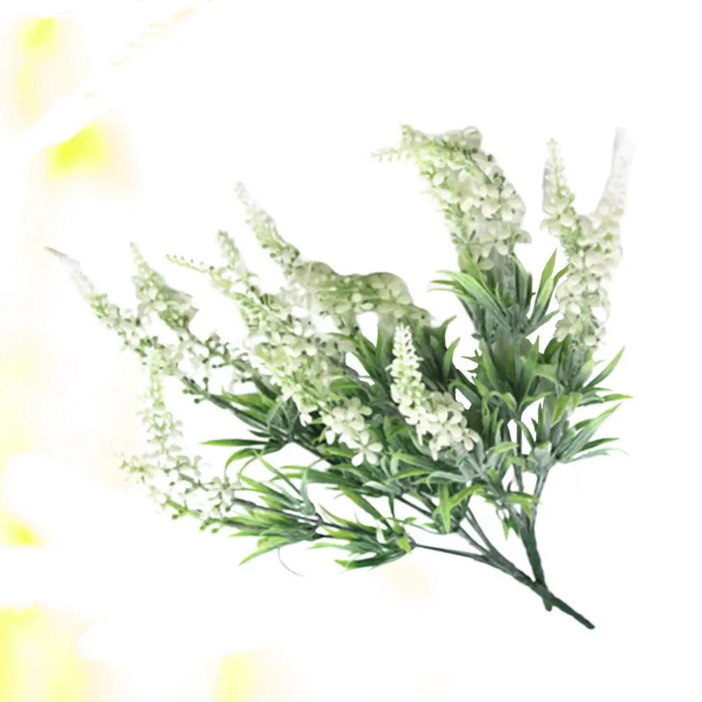 

2pcs Simulation Lavender Plant Adornment White Lifelike Leaf For Home Office Wedding Party Decoration Plastic Flower Arrangement