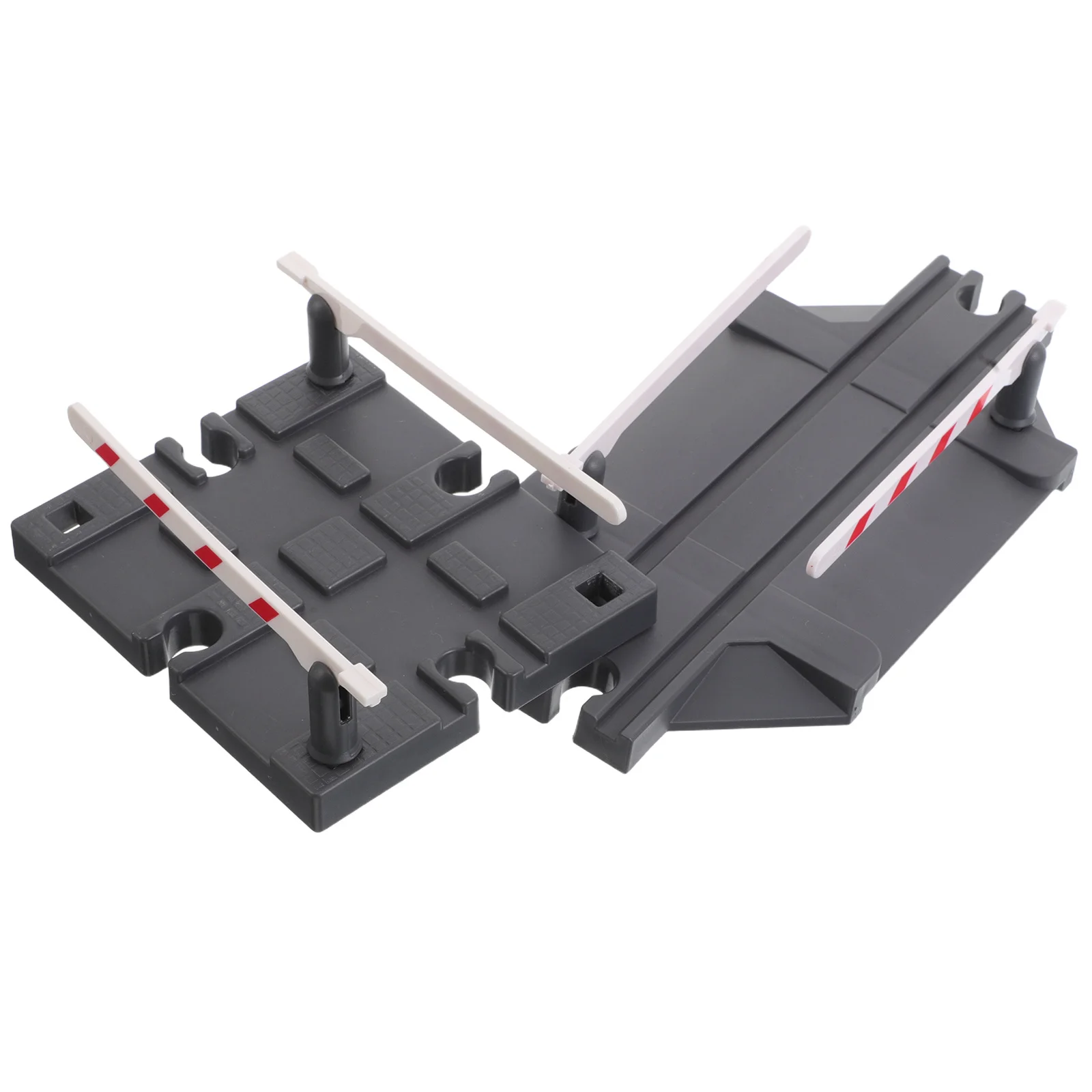 Barreiras de estrada para trem de fogo, 2 peças, peças de expansão ferroviária de plástico, fácil instalação, barricadas para jogo interativo