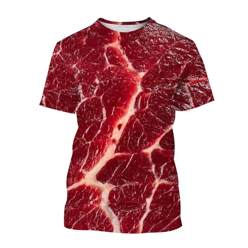 Creative Beef Mutton Meat T-shirt Men Women 3D Print Streetwear Personality T Shirt O-Neck Casual Shirt Tees Tops Male Clothing