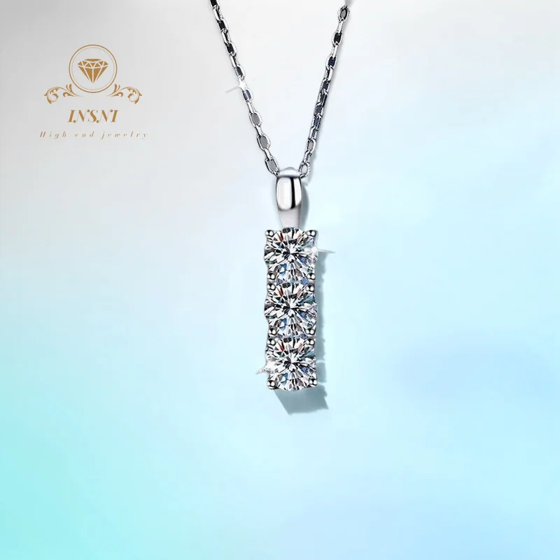 

1,5 карата Муассанит Тройной Жизнь Камень S925 Серебро Минималистичный Кулон Ожерелье Сертифицированный GBA Модные Ювелирные Изделия Подарок для Женщин